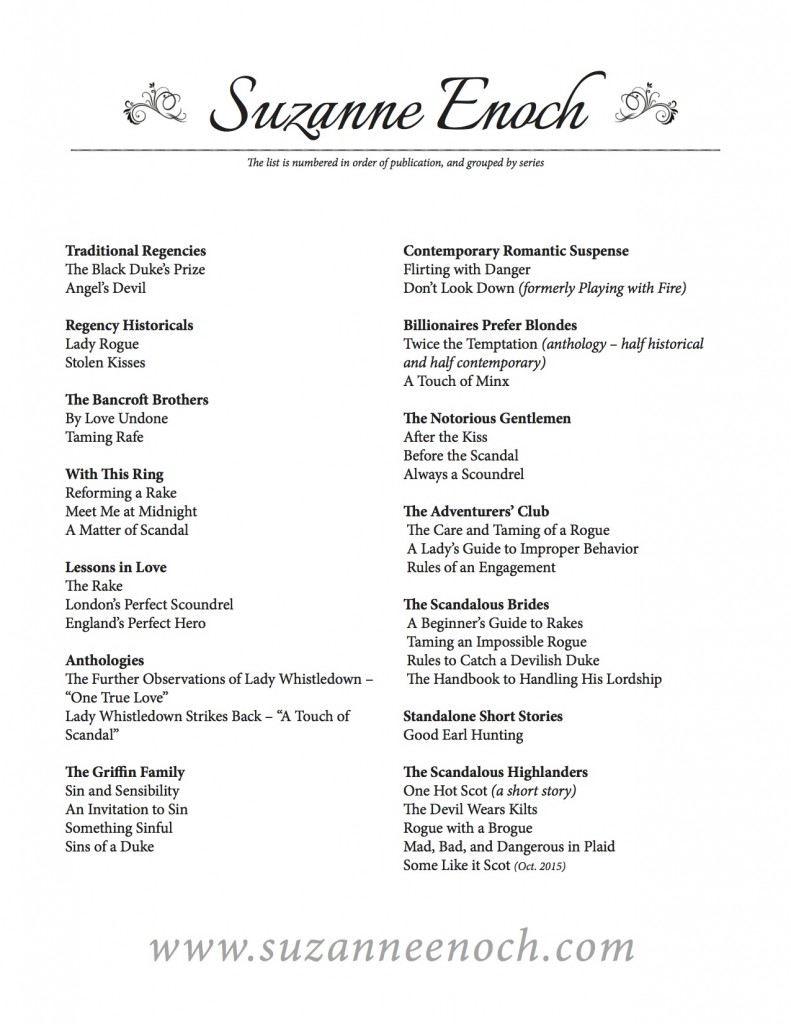 Printable Book list for Suzanne Enoch