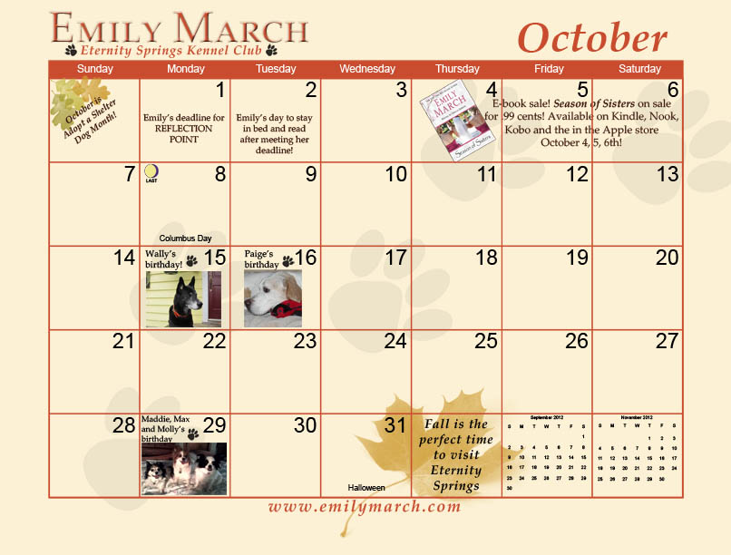 Eternity Springs Kennel Club calendar for Emily March